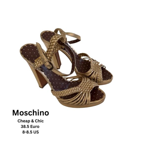 Moschino Shoes - Moschino Cheap & Chic Gold Braided Block Heels Size 8